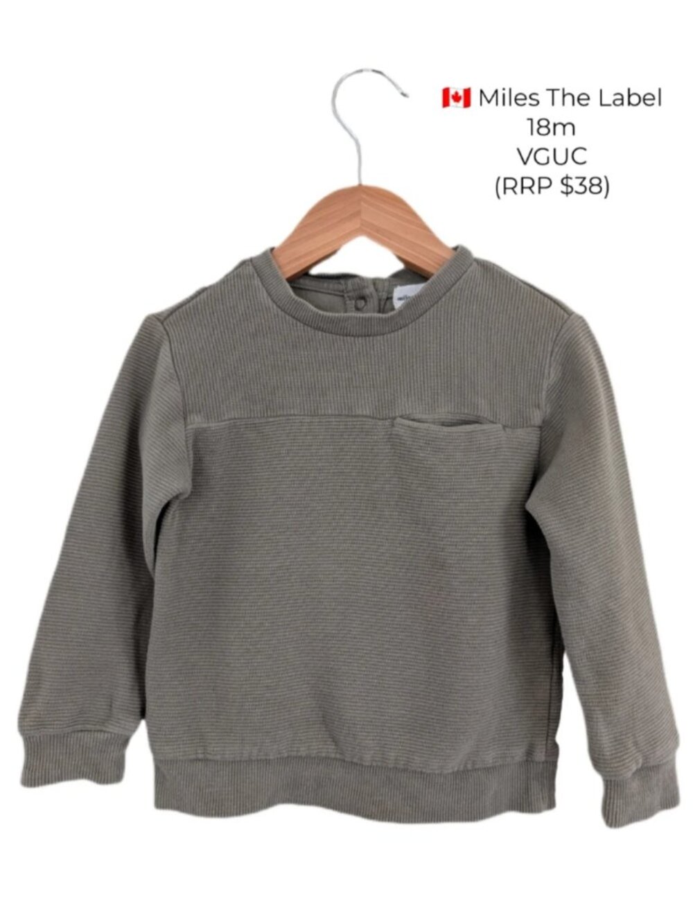 Miles the Label green textured crewneck pull over sweater 18m